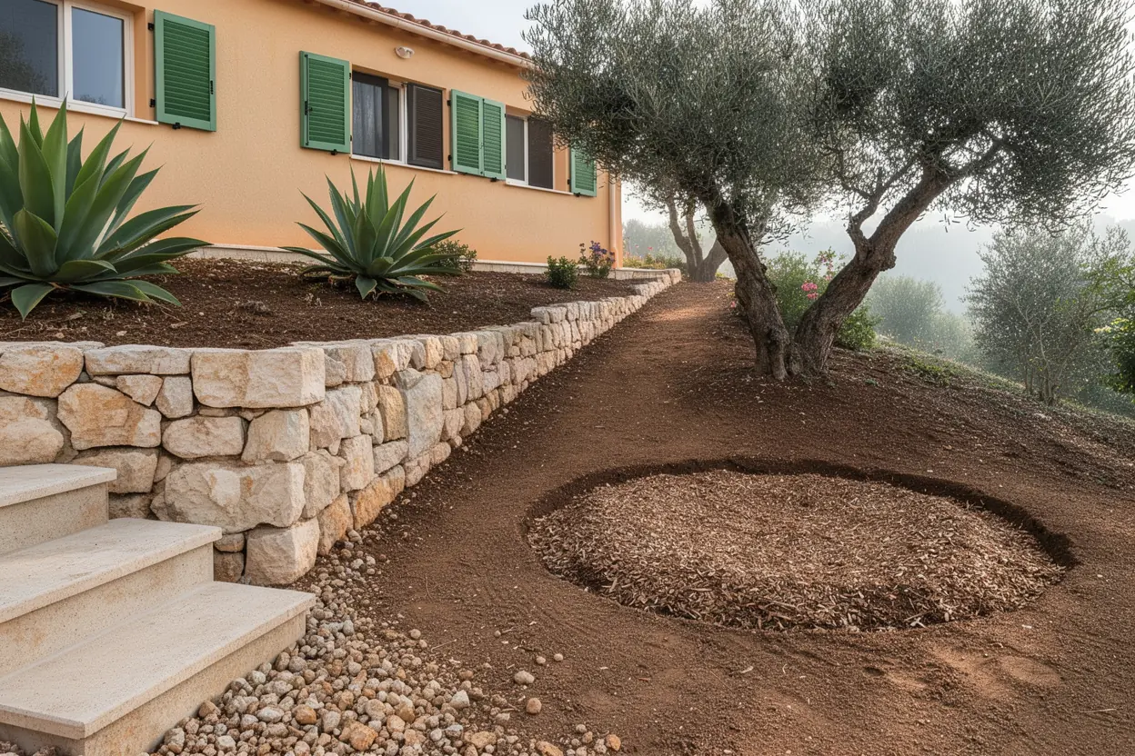 Restanque nivelée après dessouchage à Villefranche-sur-Mer