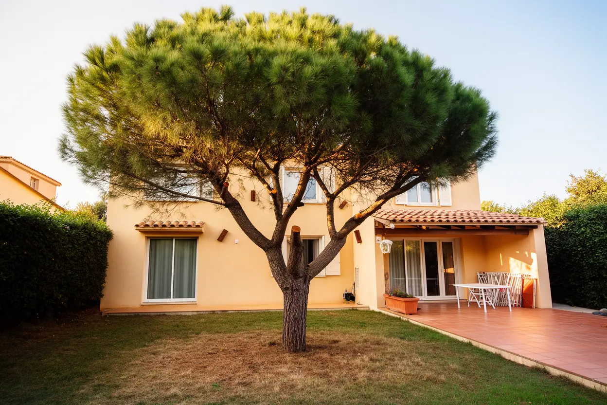 Pin éclairci après taille douce dans un jardin à Nice
